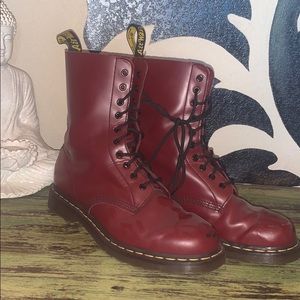 Red Doc Marten Combat Boots